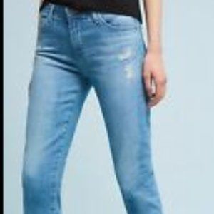 AG STEVIE CUT HEM MID-RISE SLIM STRAIGHT CAPRI JEANS 29